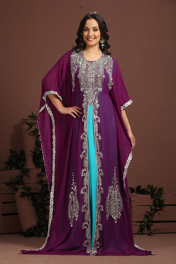 Blue and purple exclusive kaftans designer caftan