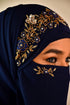 wrap my hijab handwork hijab naqab navy blue