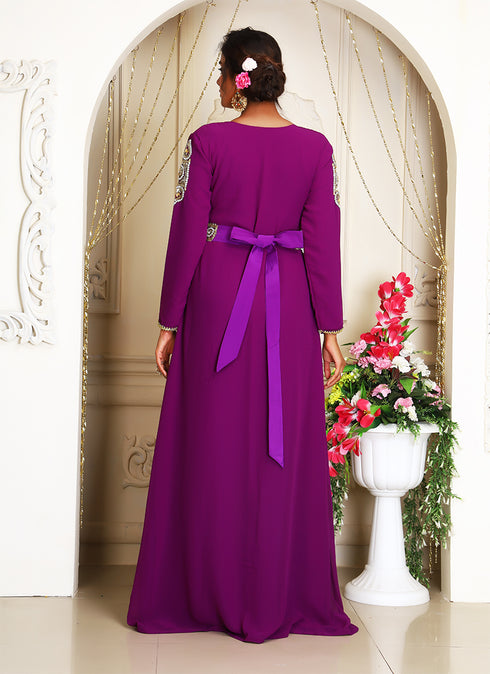 Purple adorable islamic designer kaftan wedding kaftan