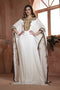 Off white wood work hand beaded partywear dubai kaftan