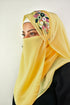 yellow threadwork partywear| wedding| bridal handwork hijab with naqab