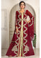 Maroon designer hand beaded moroccan party wedding kaftan