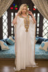 Off white partywear kaftan with multi handwork