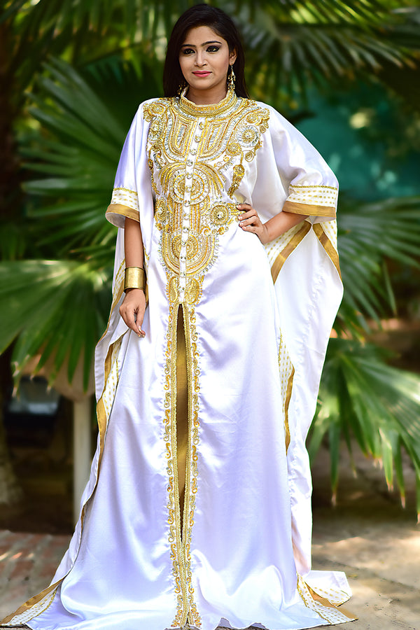 Smart white designer arabic caftan dress