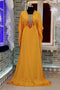 Golden yellow modern style satin chiffon african party wear kaftan