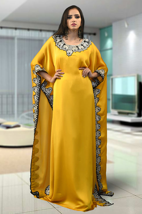 Evening golden yellow kaftan