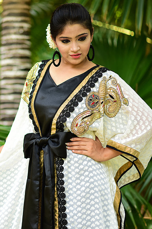 Exquisite black traditional embroidered kaftan