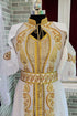 Grand White Moroccan Wedding Kaftan Gown with Heavy Gold Zari Work | Luxury Bridal Dress