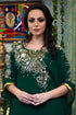 Dark green georgette designer kaftan