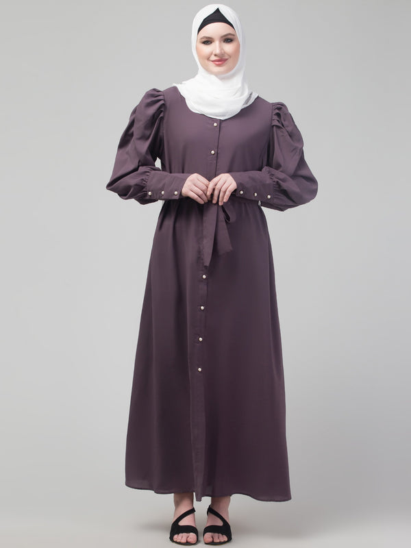 Dusty Purple Abaya long cuff sleeve with hijab