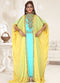 Yellow embroidered georgette islamic-kaftans