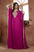 Hand beaded georgette fuchia free size kaftan saudi arabic style