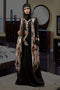 Black and multicoloured Long sleeve modest Abaya
