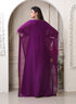 Purple color hand work unique style kaftan