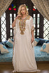 Off white partywear kaftan with multi handwork