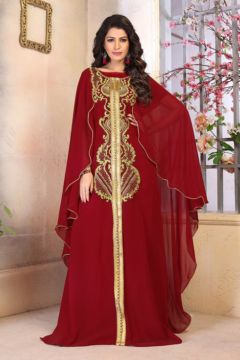 Maroon georgette kaftan
