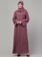 Mauve contrast detailing abaya with hijab