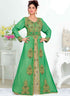 Green embroidered georgette islamic kaftans With Sun-proof hijab.