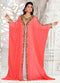 Peach embroidered georgette islamic kaftan