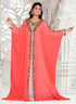 Peach embroidered georgette islamic kaftan