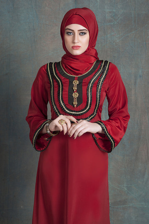 Evening dress maroon arabic dubai party abaya dress