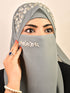 Grey luxury bridal wedding wear hijab scarf with handwork naqab