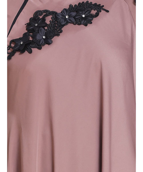 Beige plain art silk abaya