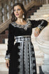 Kaftan thread work black arabic evening dress