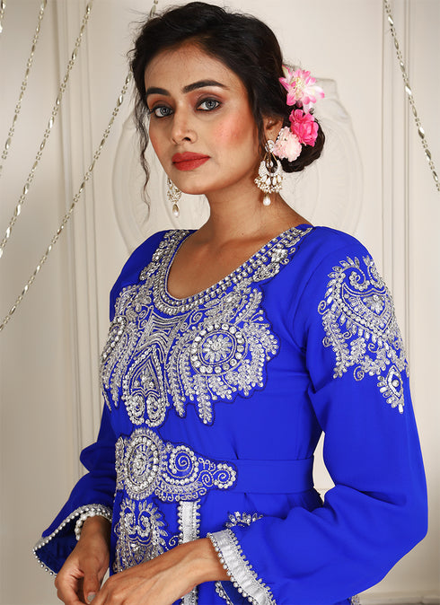 Wedding royal blue womens good looking designer mzxi takchita kaftan