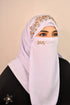Lavender luxury bridal wedding wear hijab scarf with handwork naqab
