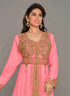 Pink embroidered georgette islamic kaftan