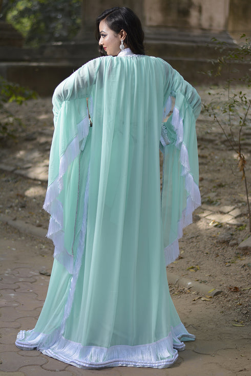 Mint Green Georgette Plain Kaftan