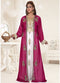 Magenta embroidered georgette islamic-kaftans With Sun-proof hijab.