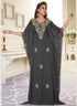 Grey embroidered georgette islamic-kaftans With Sun-proof hijab.