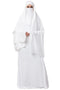 White two pieces set of white a line abaya and irani chadar in rayon fabric