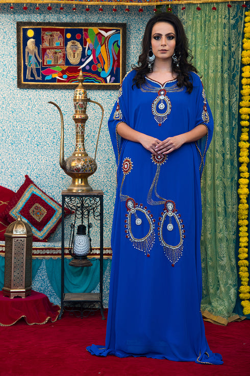 Blue partywear designer kaftan
