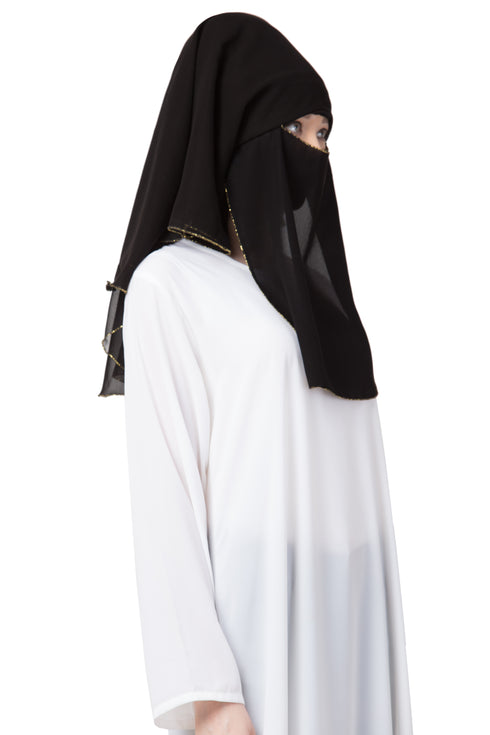Black Plain Georgette Hijab