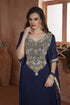 Dark blue net brasso handmade arabian design kaftan