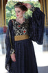 Embroidery work kaftan gray and black net brasso arabic style