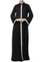 Black front open abaya dress with lace work