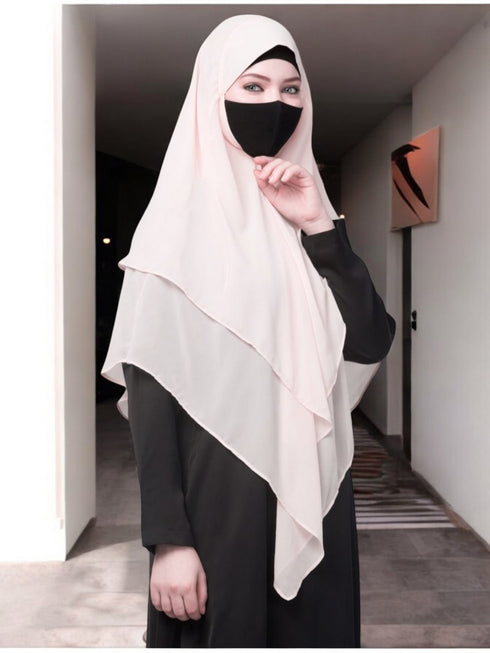 Jade multi layered triangular instant hijabkhimar in georgette