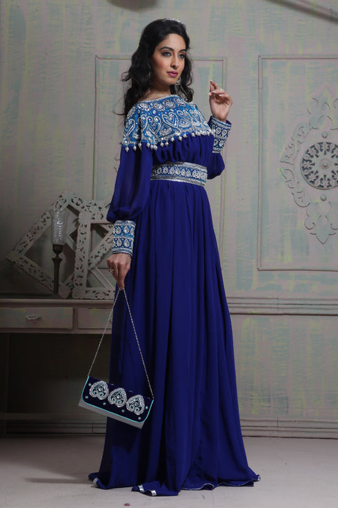 Tantalizing blue maxi full sleeve kaftan