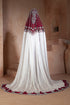 White and Maroon Georgette Moroccan Wedding Kaftan