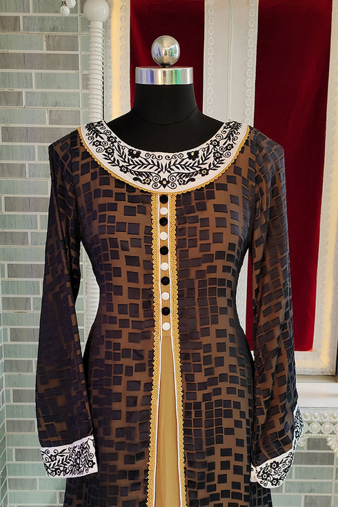 Dark grey islamic stylish embroidery abaya dresses