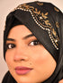 Black luxury bridal wedding wear hijab scarf with handwork