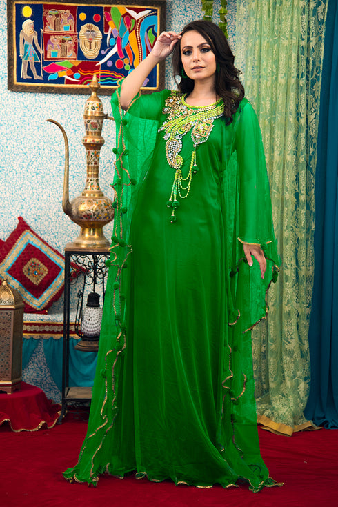 Green takchita kaftan