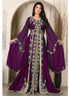 Violet islamic wedding designer arabic maxi hand beaded dubai ladies long sleeve moroccan arabic party wear kaftan