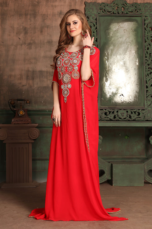 Red georgette israeli kaftan