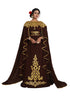 Brown and gold embroidery israeli dress islamic design kaftan takchita wedding party wear kaftan