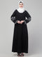 Black matt nida abaya with thread embroidery sleeve and hijab